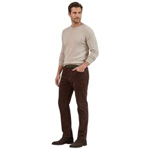 Johnston & Murphy Mens Corduroy Pants 38x30 Brown Regular Fit Stretch Cotton New
